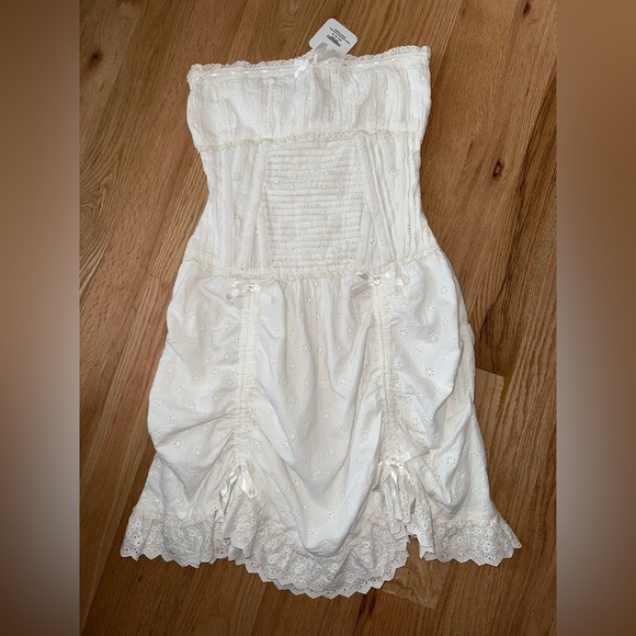 NEW $495 Fillyboo Heather Drop Waist Corset Mini Dress Broderie Anglaise XS - Picture 13 of 15